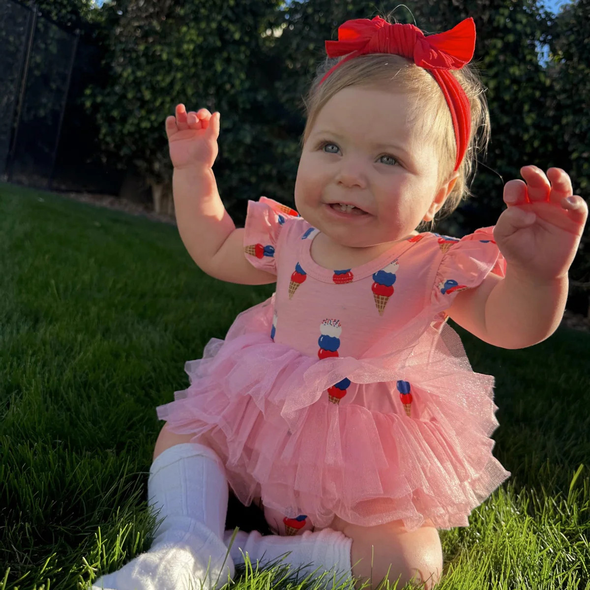 Ruffle Sleeve Tutu Bodysuit, Pink Ice Cream | SpearmintLOVE