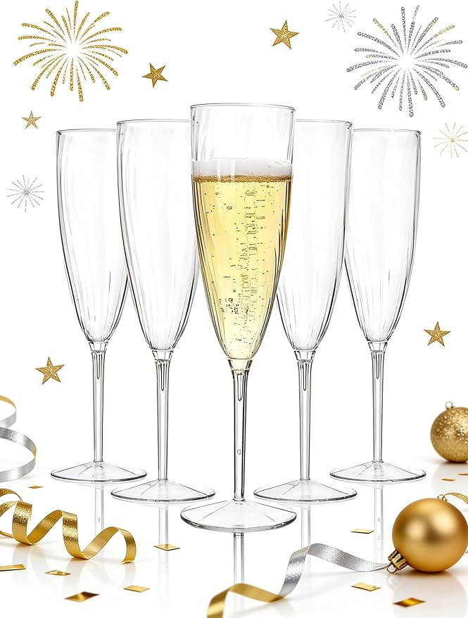 WDF 36PCS Clear Champagne Flutes Plastic - 6 OZ Clear Disposable Champagne Flutes New Year Party ... | Amazon (US)