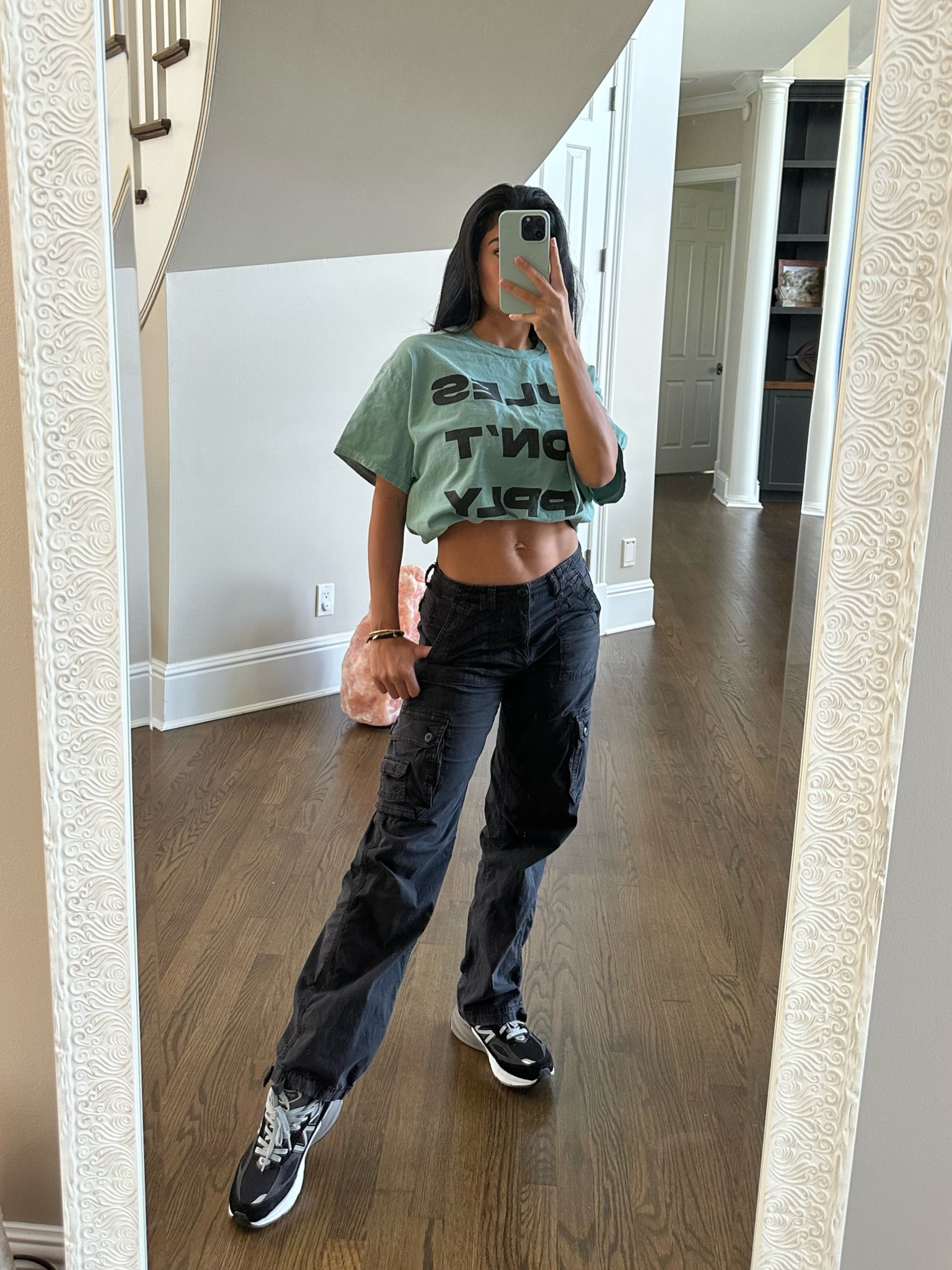 My FAVORITE, BEST FITTING CARGO PANTS! I’m wearing a size 0 Regular. For my sneakers, New Balance shoes that are so sporty and comfy. Wearing a size 7 (I’m a 7.5. So size down half a size!)

#LTKshoecrush #LTKFind