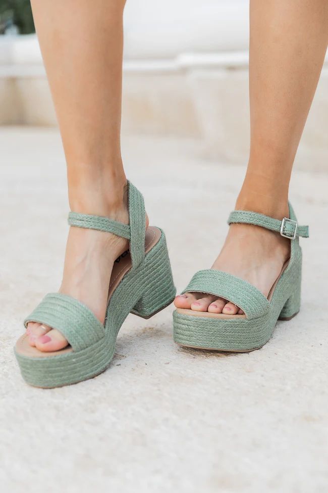 Erin Jute Sage Block Heels FINAL SALE | The Pink Lily Boutique