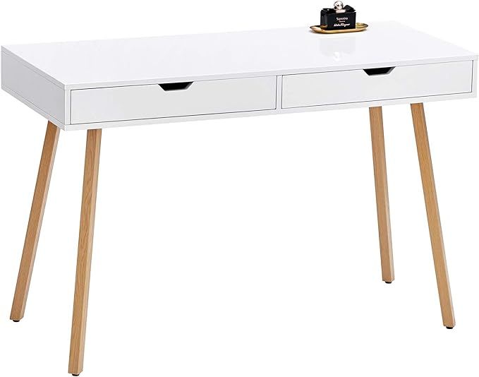 GreenForest Vanity Desk with Glossy White Tabletop, Home Office Computer Writing Desk Large Size ... | Amazon (US)