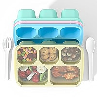 Bento Box Adult Lunch Box - 4 Pack, 5 - Compartment Meal Prep Container for Kids, Reusable Food S... | Amazon (US)