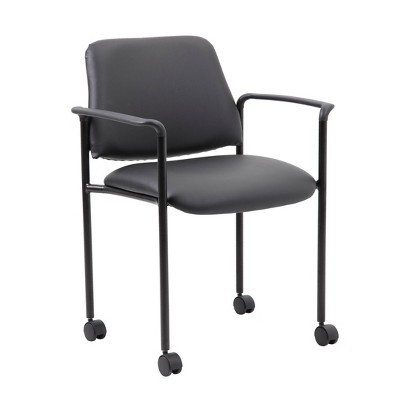 Boss Office Products Stacking Chair with Casters Black: Upholstered Desk Chair, Metal Frame, Fixed Arms | Target