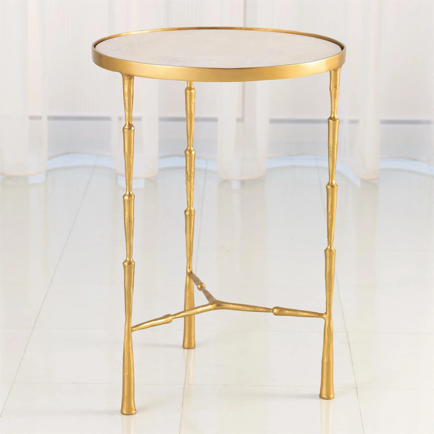 Spike Accent Table-Antique Brass w/White Marble | Wayfair North America