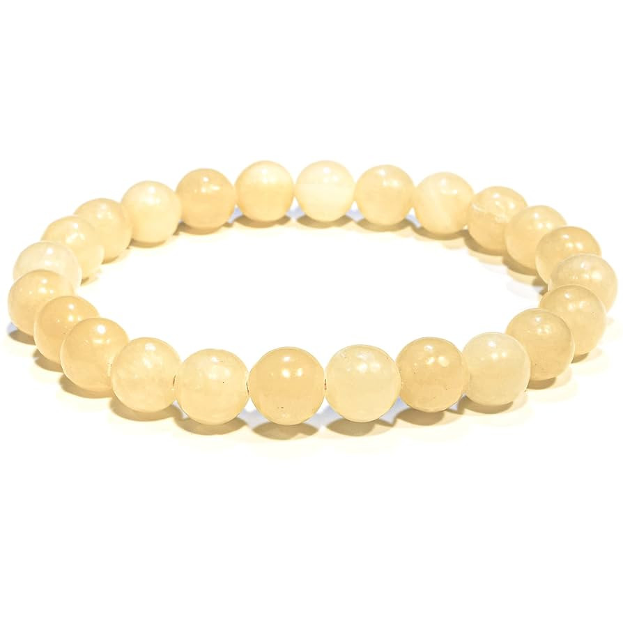 Yellow Calcite Crystal Bead Bracelet – Healing Crystal Bracelet for Women and Men – 8mm Round... | Amazon (US)