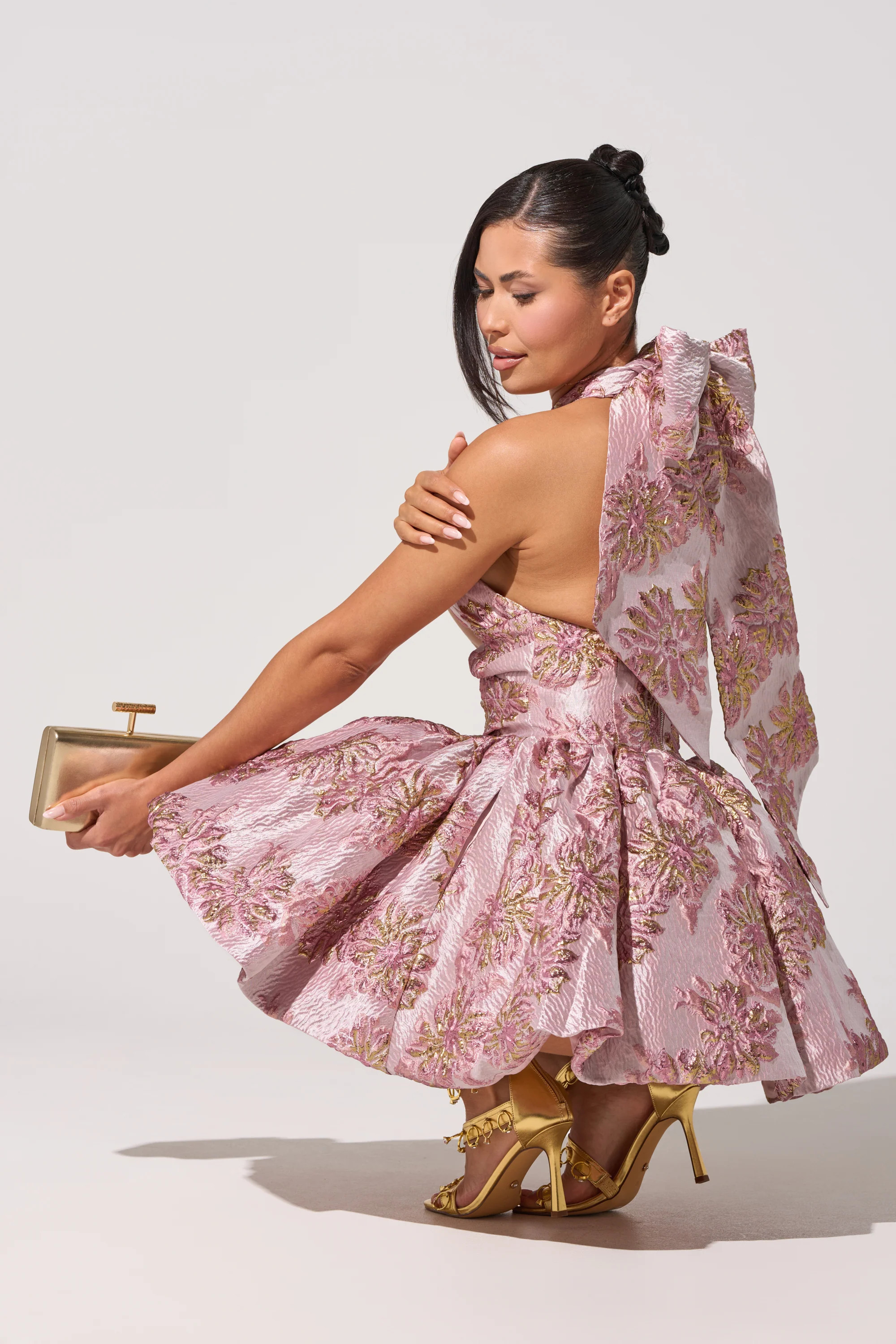 THE TOPIC AND TOP PICK BROCADE MINI DRESS IN PINK | AKIRA