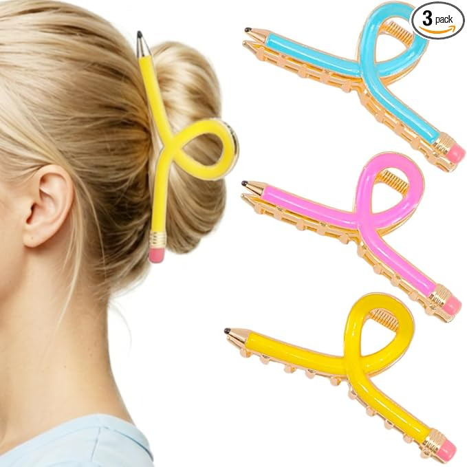 Pencil Hair Clips, Teacher Hair Clips 3Pcs Teacher Appreciation Gifts Teachers Hair Accessories f... | Amazon (US)