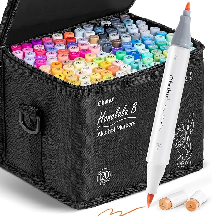 Ohuhu Alcohol Markers Brush Tip -Double Tipped Art Marker Set for Artist Adults Coloring Illustra... | Amazon (US)