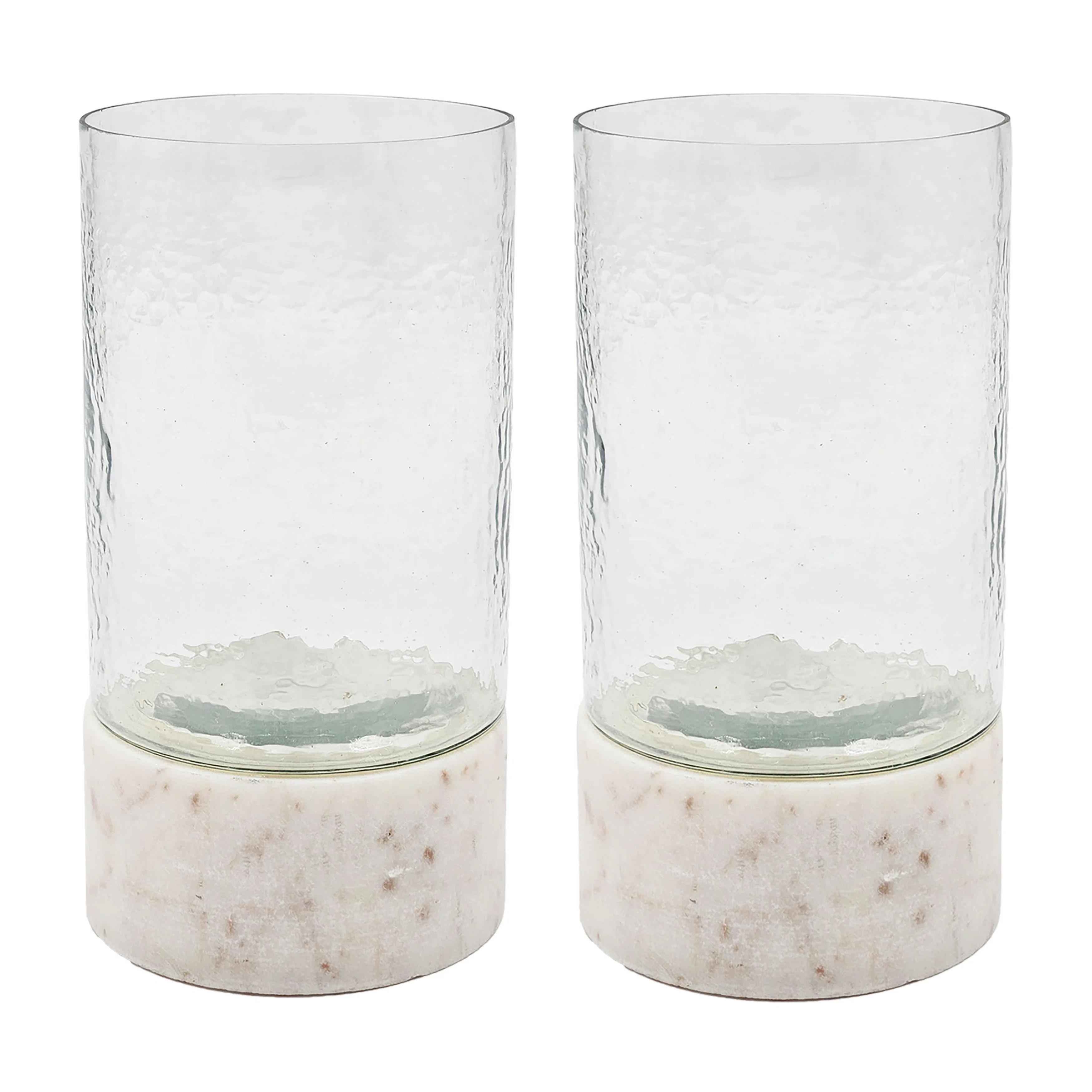 Candle Holder Set of 2 4"Dia. x 8" Clear/White | Joss & Main