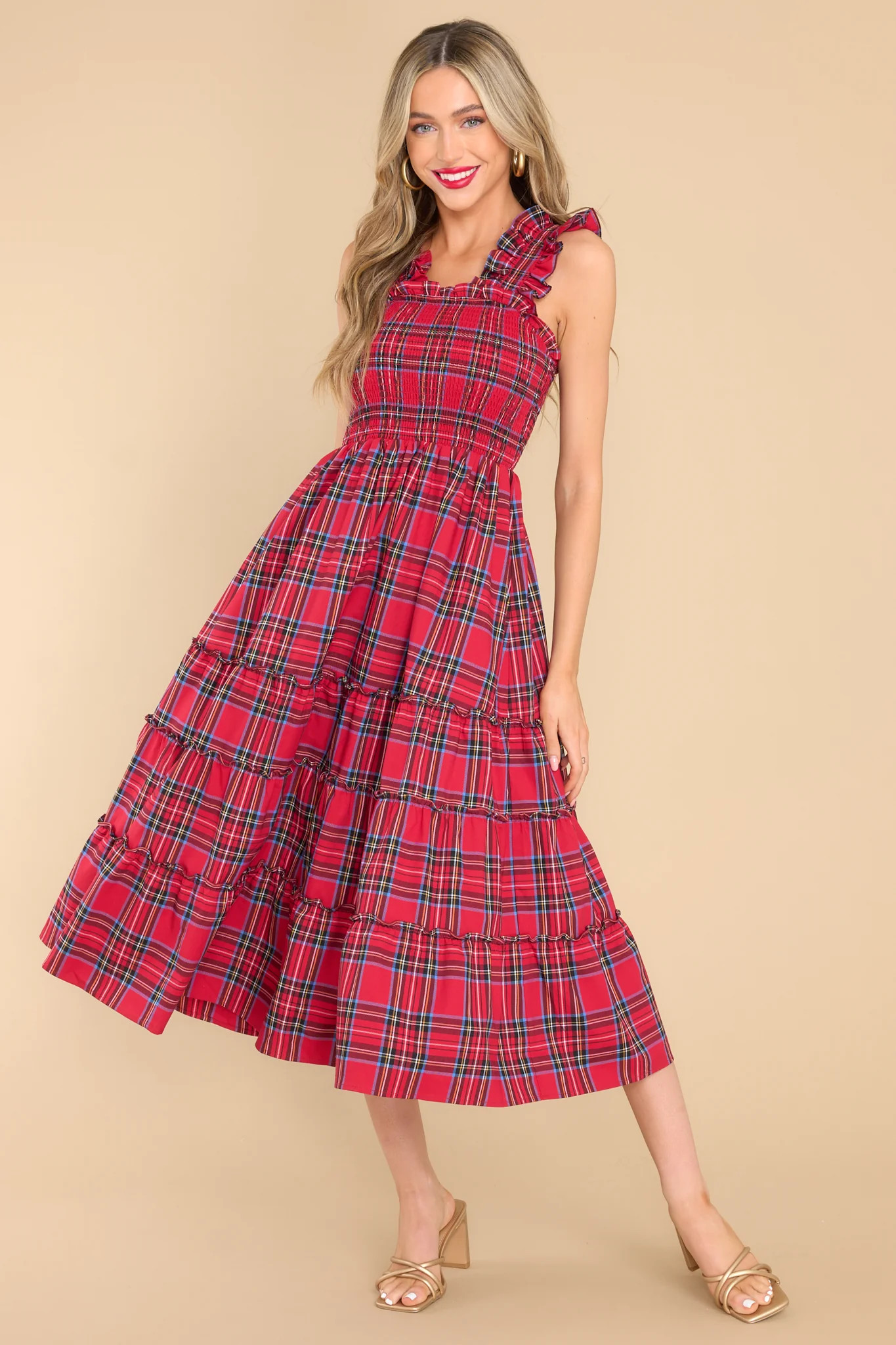 Pride And Joy Red Plaid Midi Dress | Red Dress 