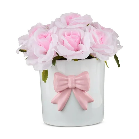 Rose Floral Pot, Pink, 8", by Way To Celebrate | Walmart (US)
