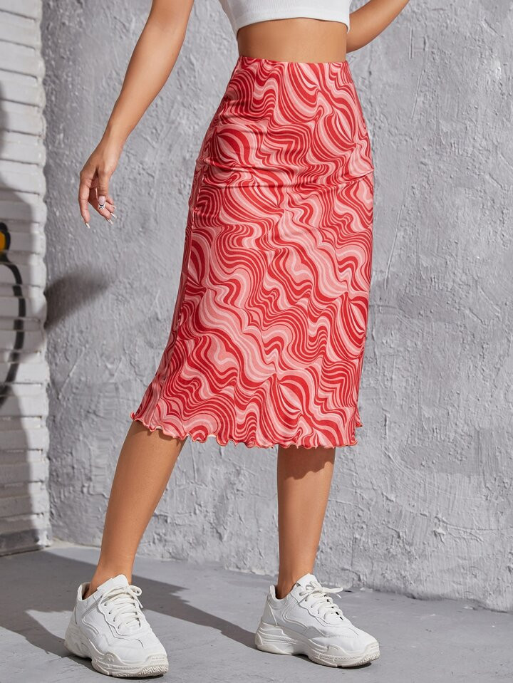 SHEIN EZwear Marble Print Skirt | SHEIN