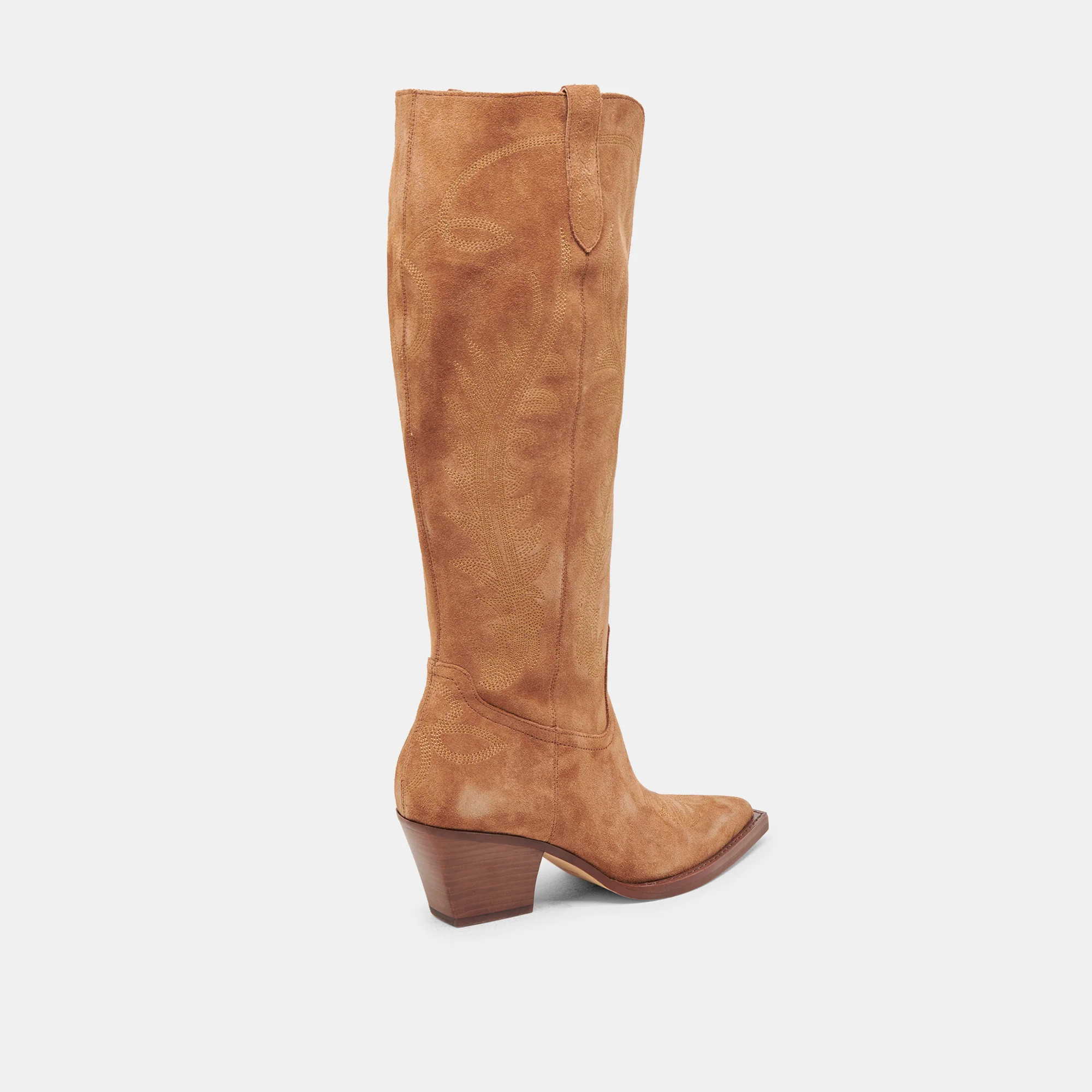 RYATT WIDE CALF BOOTS PECAN SUEDE | DolceVita.com