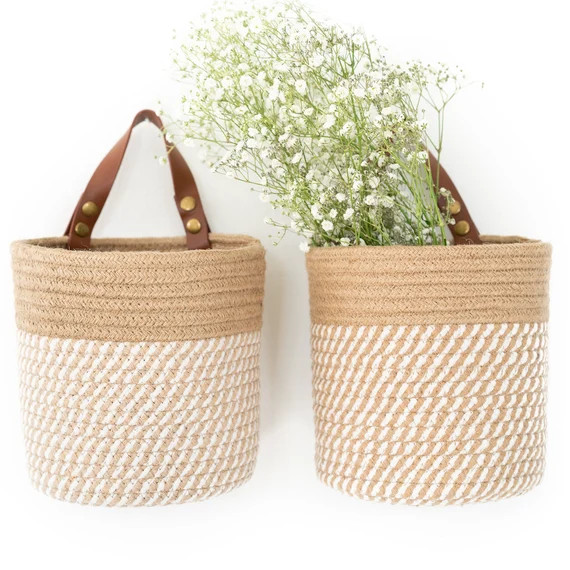 Wall Hanging Storage Baskets  Hanging Rope Baskets  Wall | Etsy | Etsy (US)