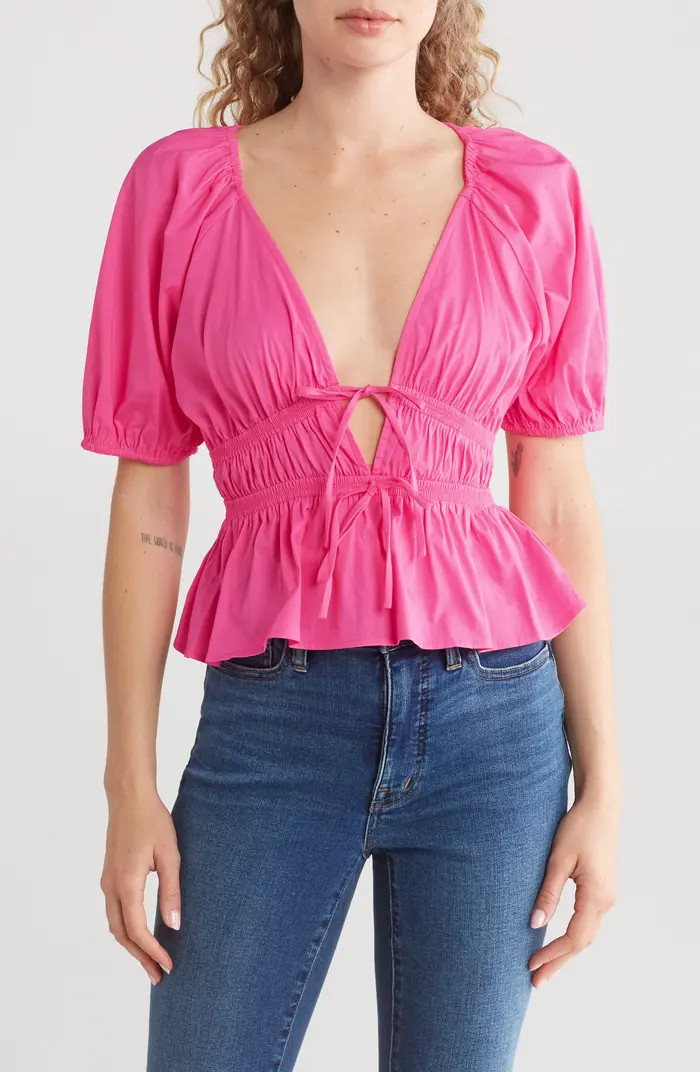 Smocked Tie Front Top | Nordstrom Rack