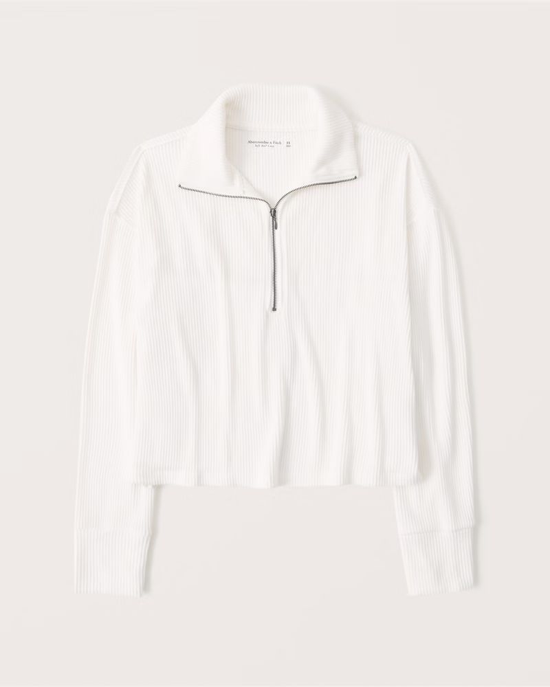 Women's Cozy Ribbed Quarter-Zip Pullover Sweatshirt | Women's Tops | Abercrombie.com | Abercrombie & Fitch (US)