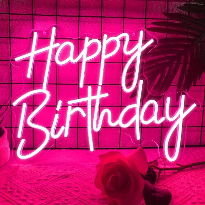 Happy Birthday Neon Sign LED Happy Birthday Light Up Sign for Wall Decor | Amazon (US)