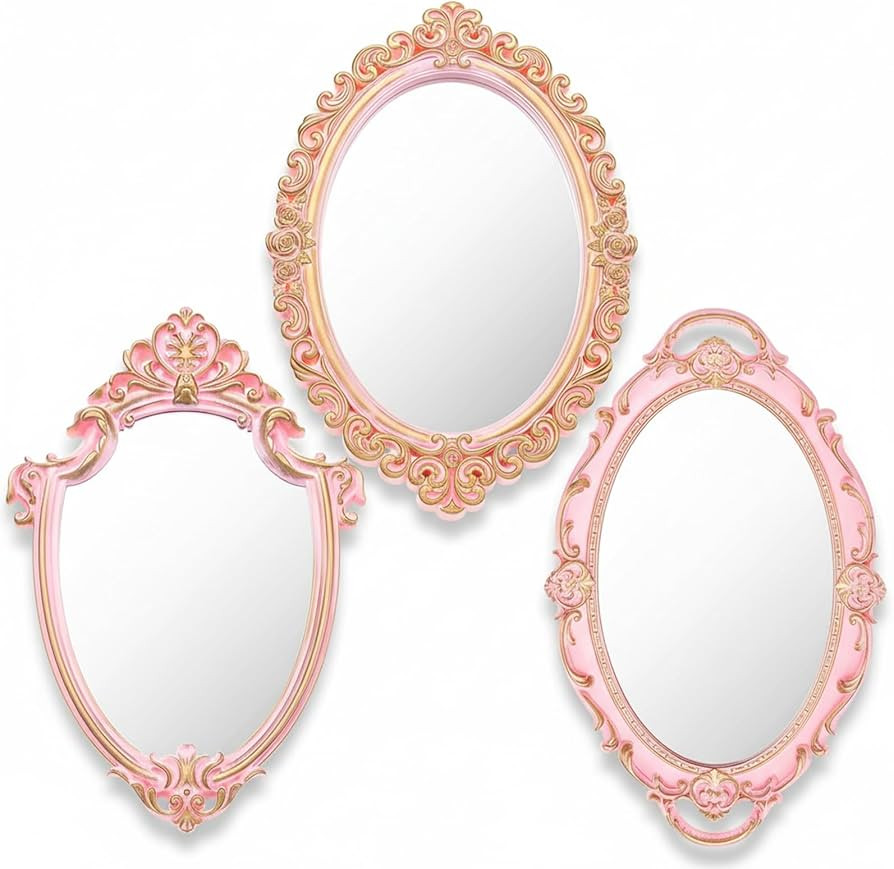 3 Styles Vintage Mirrors Set Decorative Oval Wall Mirror Small Antique Mirrored Tray Decorative R... | Amazon (US)