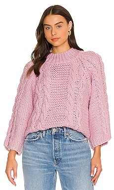 For Love & Lemons Andie Oversized Sweater in Light Pink from Revolve.com | Revolve Clothing (Global)