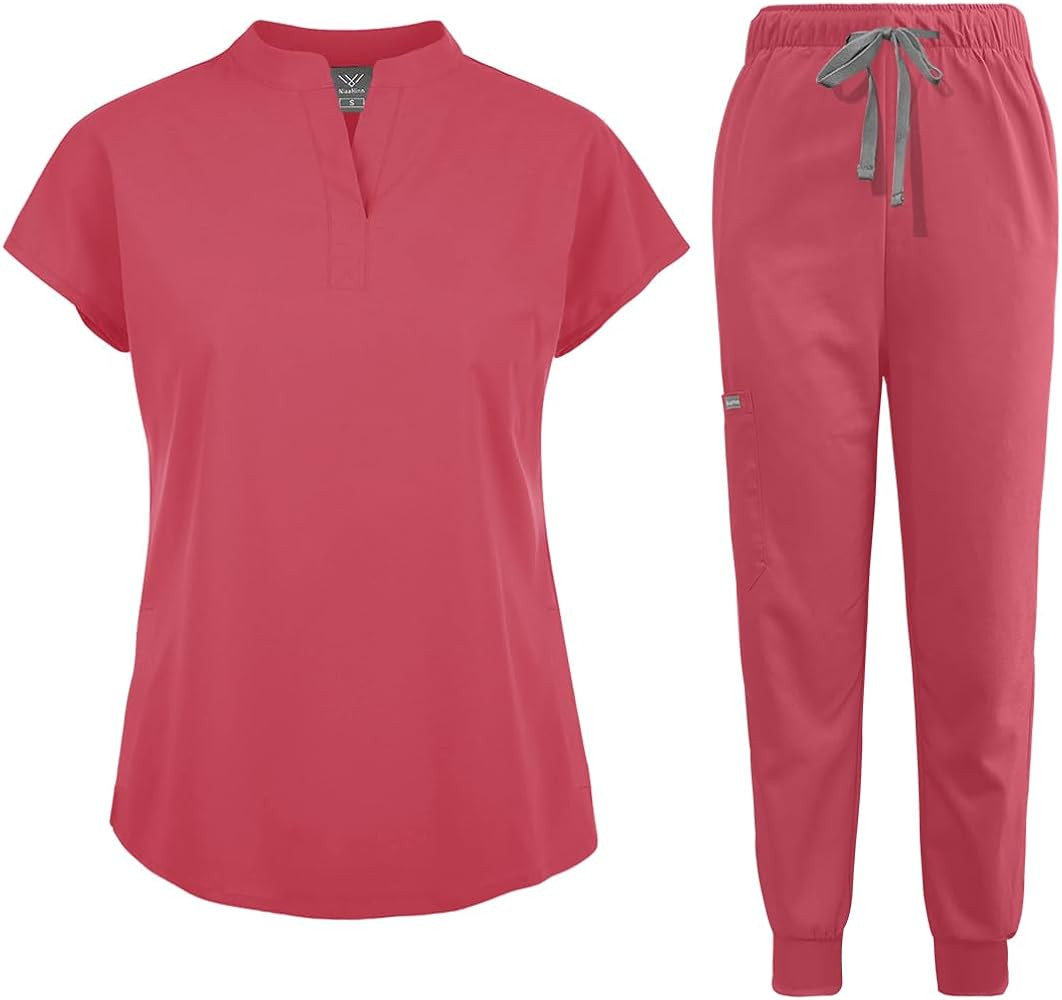 niaahinn Scrubs Set for Women Nurse Uniform Jogger Suit Stretch Top & Pants with Multi Pocket for... | Amazon (US)