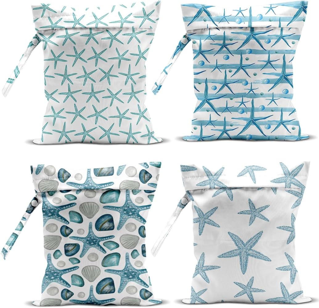 4 Pcs Wet Bag, Wet Dry Bag, Waterproof Bag, Swimsuit, Beach Bag, Wet Bag for Pool, Beach, Diapers... | Amazon (US)