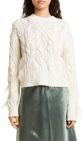 Feather Cable Stitch Wool & Cashmere Sweater | Nordstrom