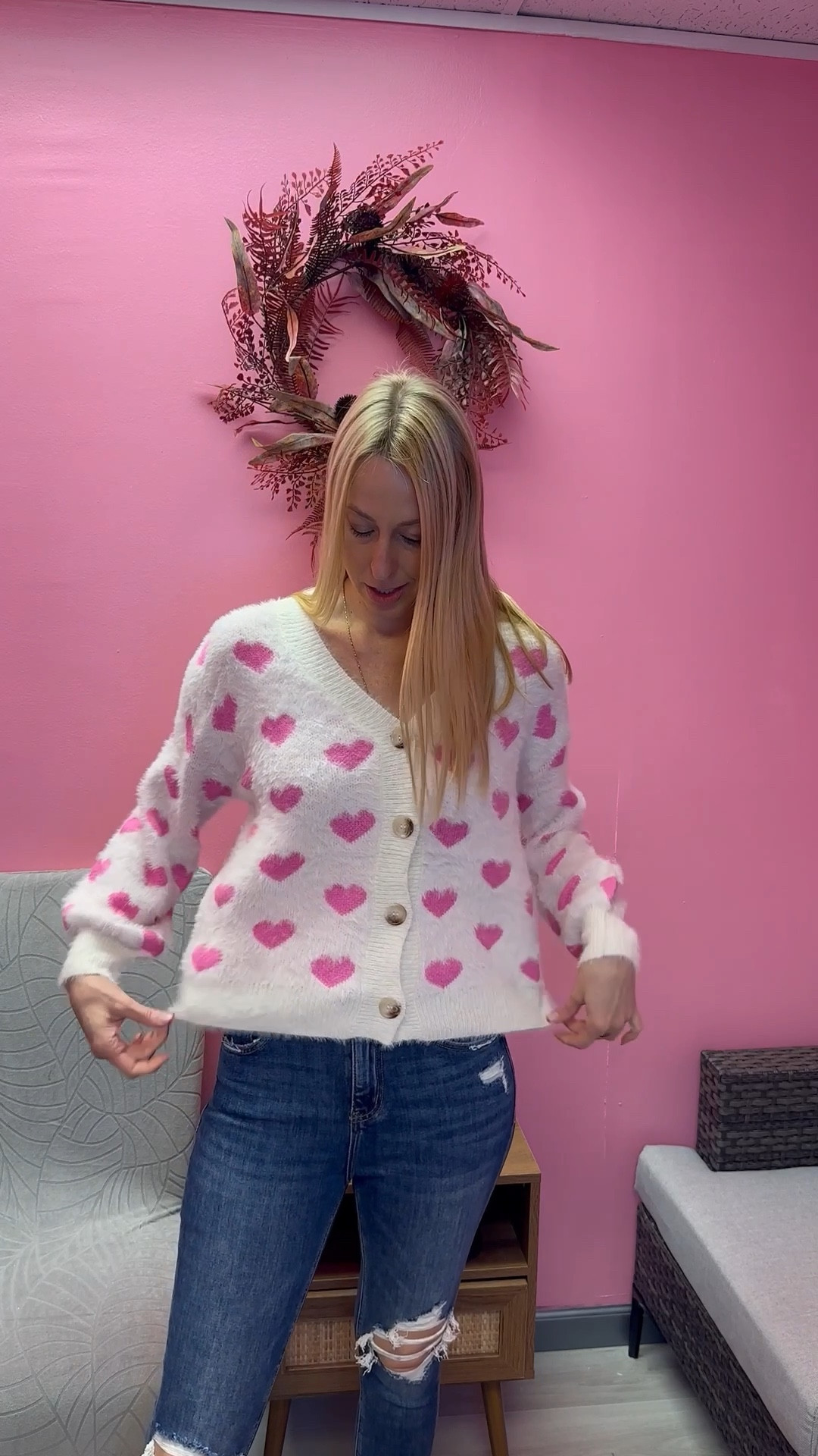 Pink and white heart fuzzy cardigan
💓I love how warm and cozy this cardigan is
💓 it does have stretch and fits loosely 
💓 wearing size small, fits true to size and I am 5’10”


#LTKFindsUnder50 #LTKTall #LTKFindsUnder100