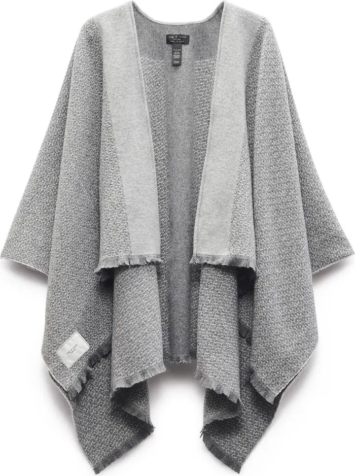 rag & bone Joni Wool Tweed Reversible Poncho Wrap | Nordstrom | Nordstrom