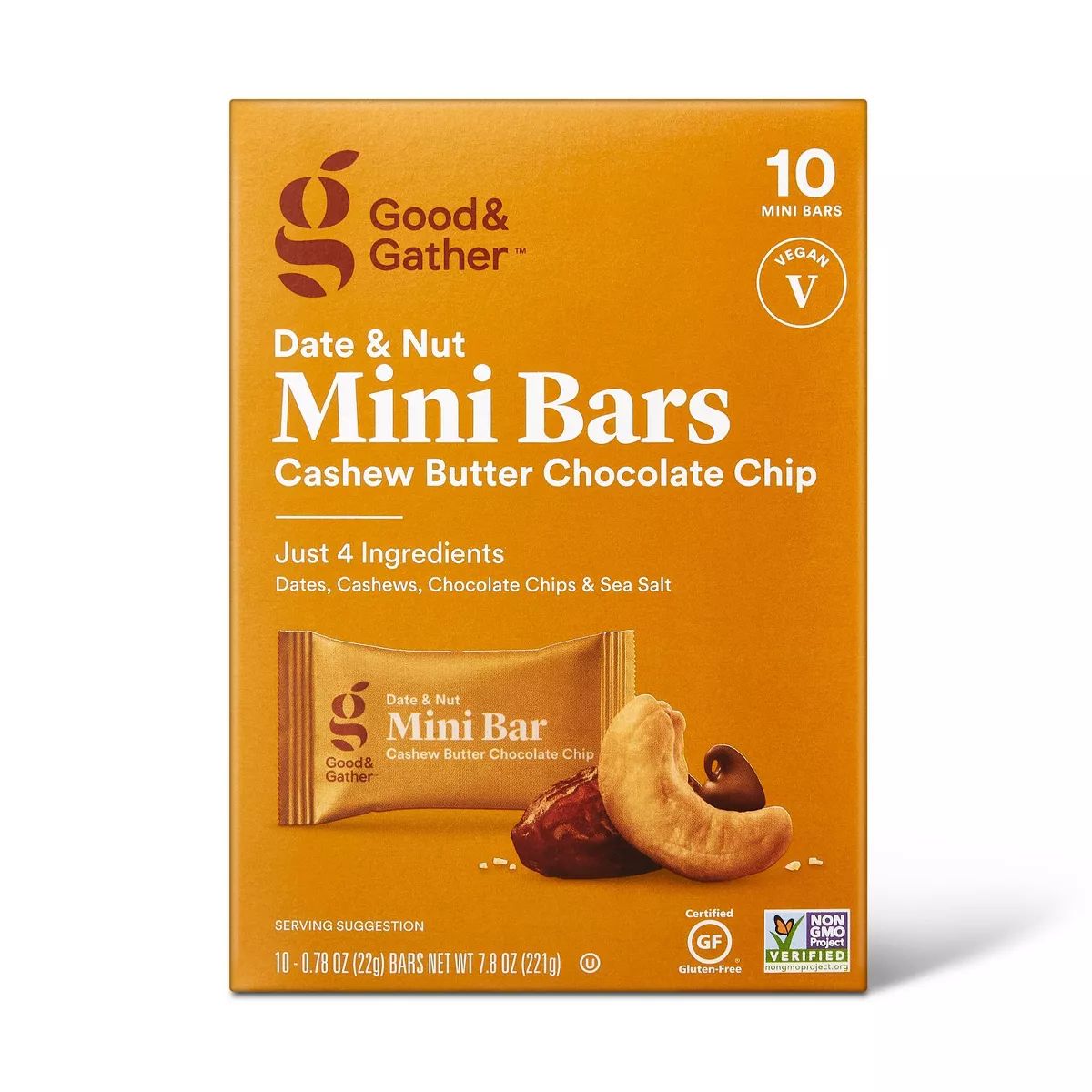 Date and nut Bars Mini Cashew Butter Chocolate Chip - 7.8oz/10ct - Good & Gather™ | Target