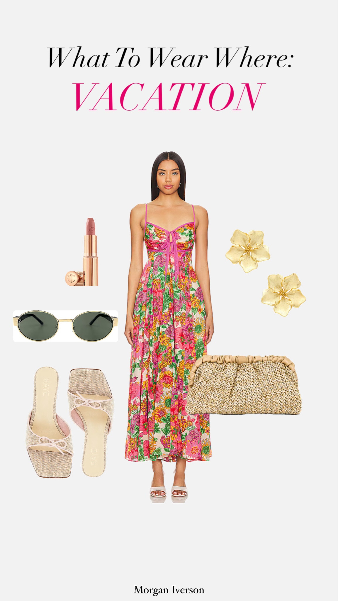 What to Wear Where : Vacation #morganiverson #dress #floral #color #clutch #sunnies #earrings #sandals

#LTKStyleTip #LTKFindsUnder100