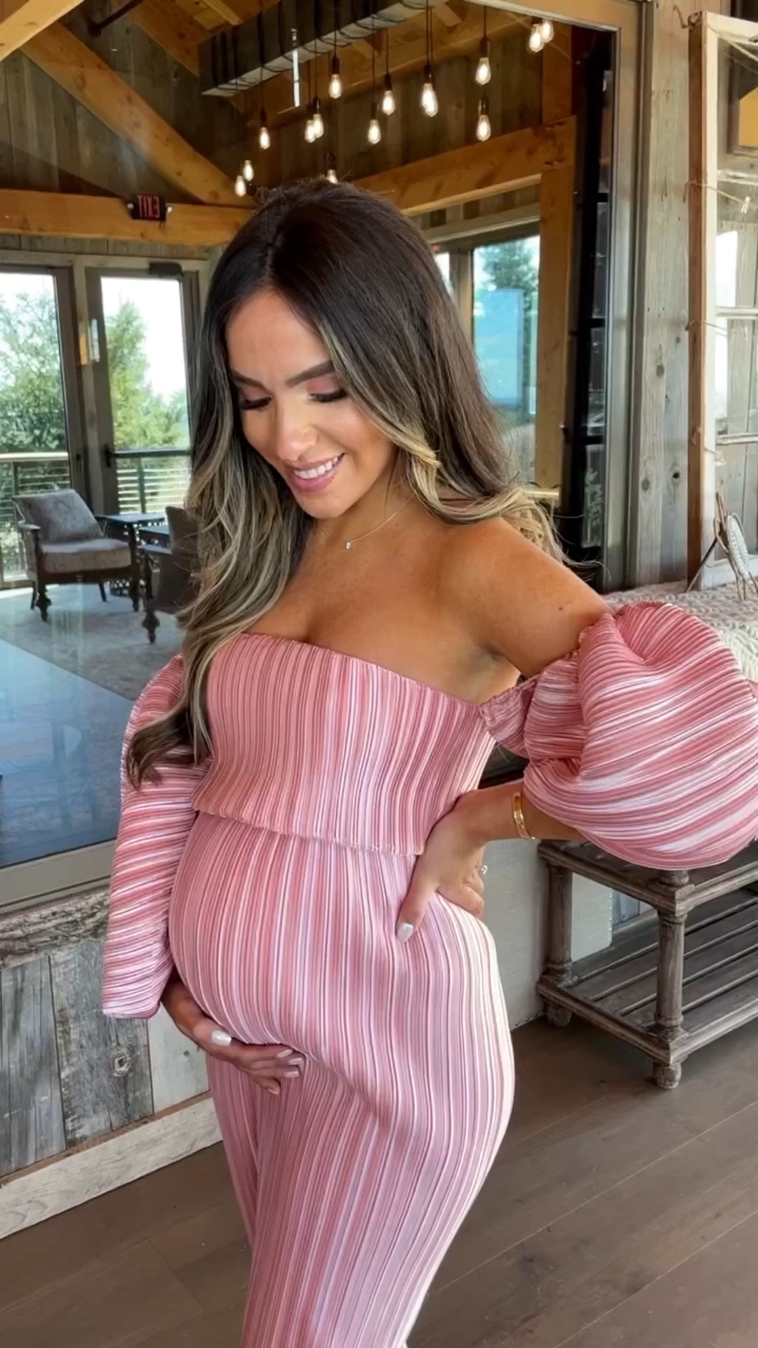 strapless open back dress Tiered Midi Dress with Sleeves - Paige