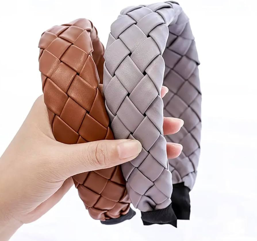 Woven Faux Leather Braided Headband For Women (Brown) | Amazon (US)