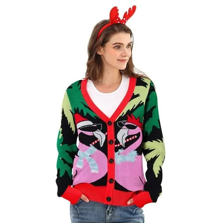 Lollipie Women Ugly Christmas Cardigan Sweater Long Sleeve Button Down Cozy V Neck Sweater Soft Knitwear | Walmart (US)