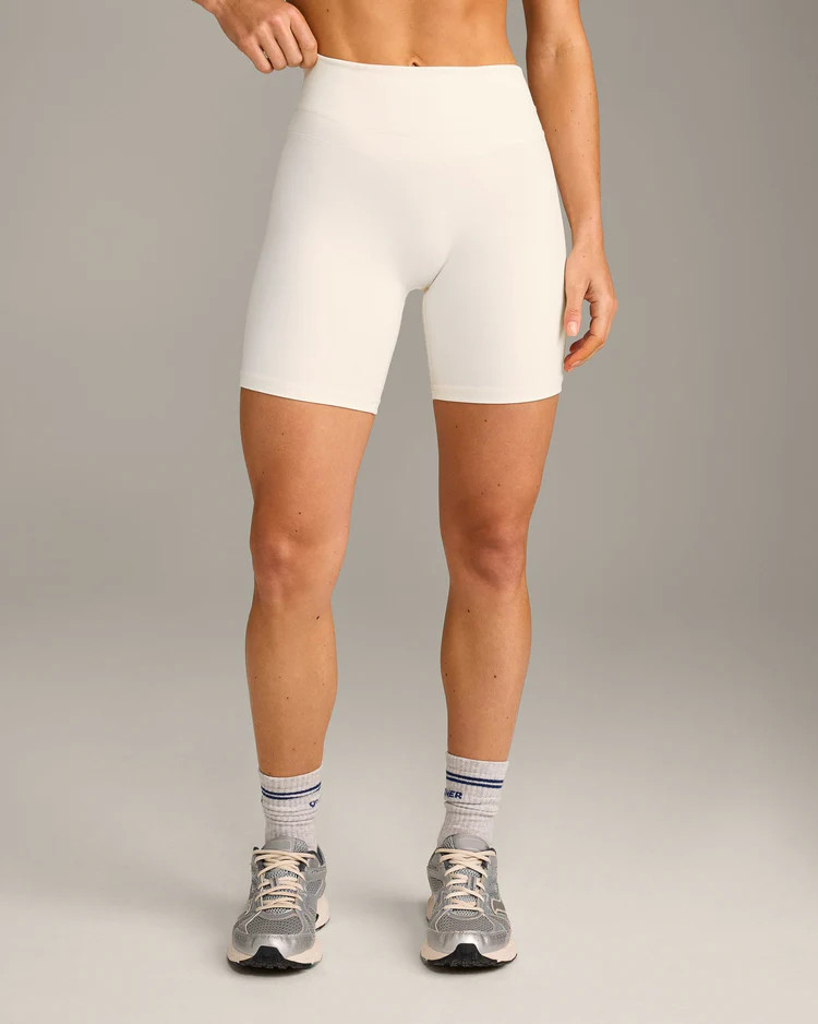 UnifiedMove™ High Waisted Shorts 6" with Reflective Logo 
 Marshmallow White | Oner Active (UK / US)
