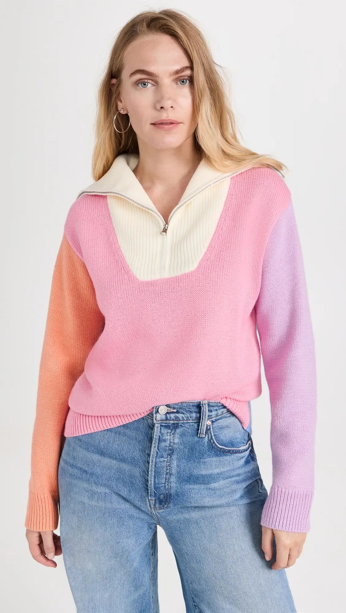 English Factory Colorblock Zip  Pullover Sweater | Shopbop | Shopbop