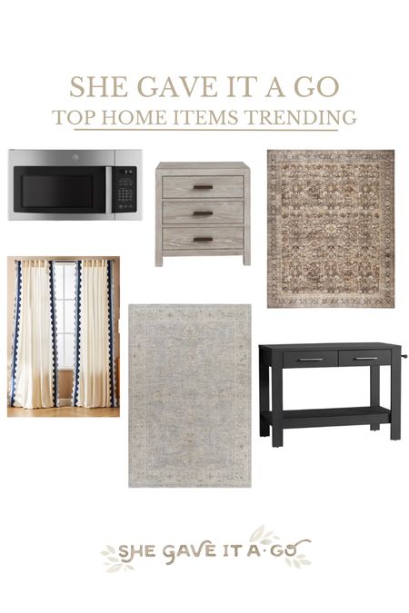 Trending in home this week // rug // curtains // Wayfair end table // Anthropologie find // Pottery Barn 
