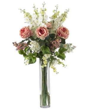 Nearly Natural Rose, Delphinium & Lilac Artificial Flower Arrangement | Macys (US)