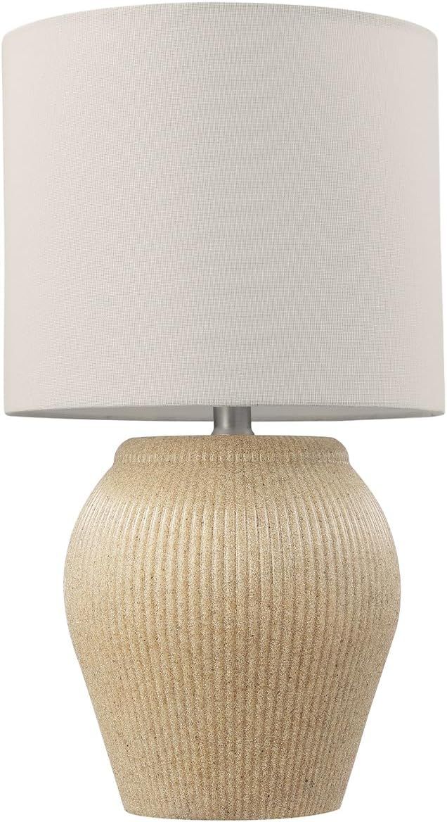 Globe Electric 61000049 18" Ceramic Table Lamp, Soft Beige Finish, White Linen Shade, On/Off Rota... | Amazon (US)