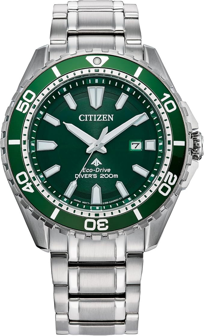 Citizen Men's Eco-Dive Promaster Dive, Silver-Tone Stainless Steel Bracelet Watch, Green Dial, 3 ... | Amazon (US)