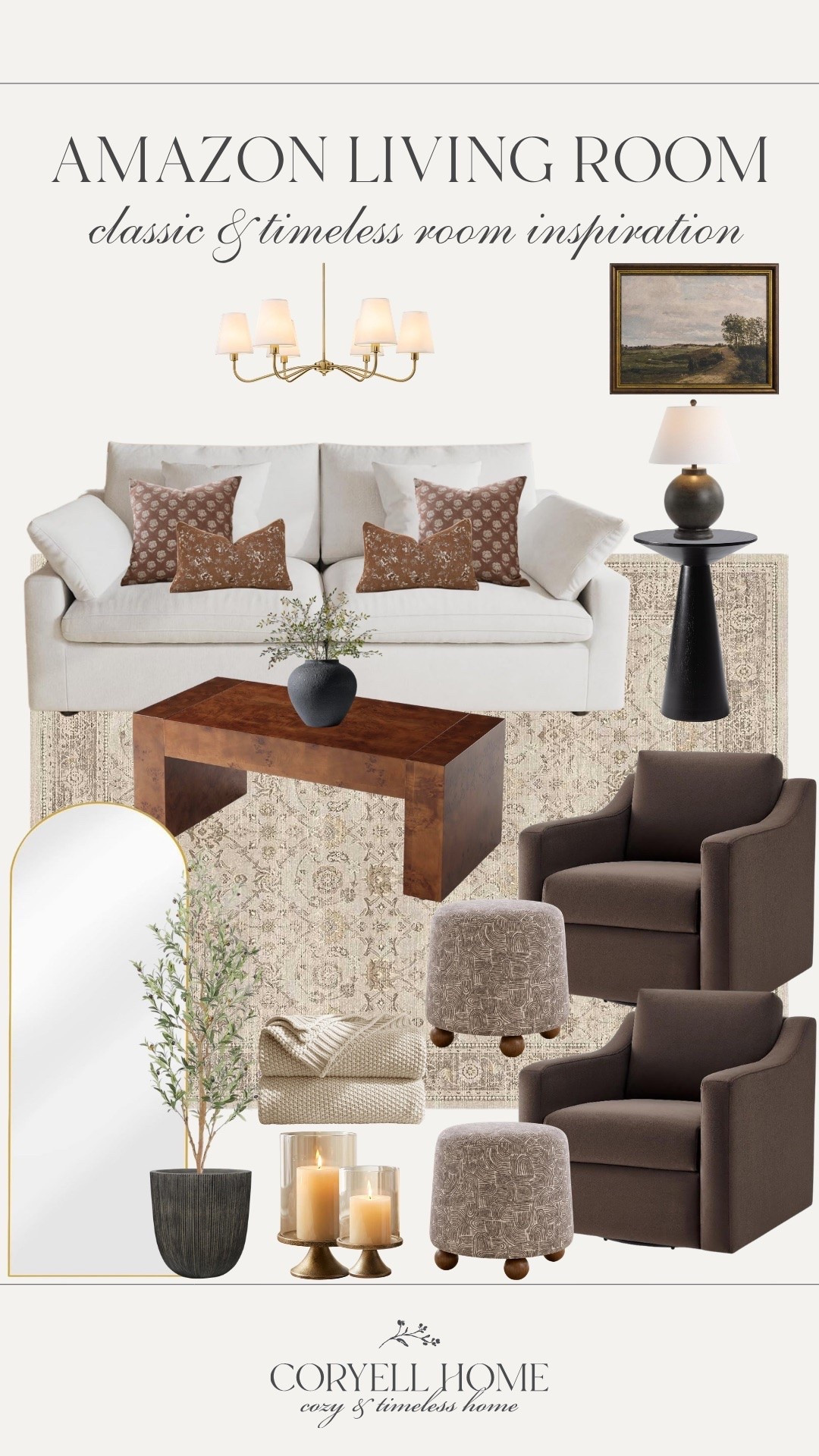 Amazon living room inspiration 🤎🍂 Loving these cozy brown hues, gold accents, and this burl wood coffee table. It’s warm and welcoming, and I cannot believe these are all Amazon home finds! 🙌🏻

#LTKHome