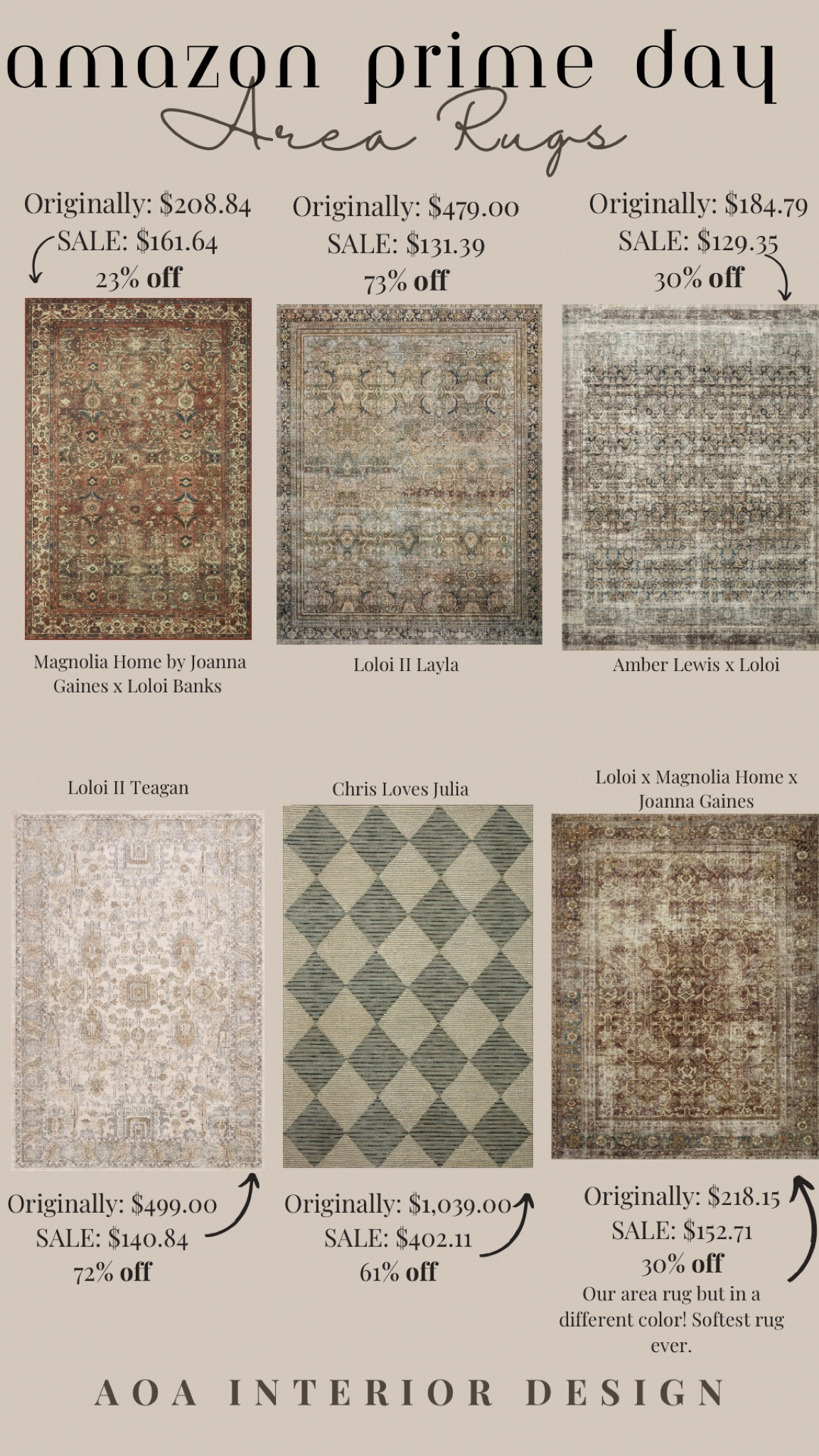 PRIME DAY AREA RUGS

LOLOI
MAGNOLIA HOMES
CHRIS LOVES JULIA
LOLOI II

#LTKhome #LTKxPrimeDay #LTKFind