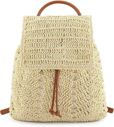 Ayliss Women Straw Beach Handbag Backpack Shoulder Handbag Summer Beach Woven Handmade Tote Purse... | Amazon (US)
