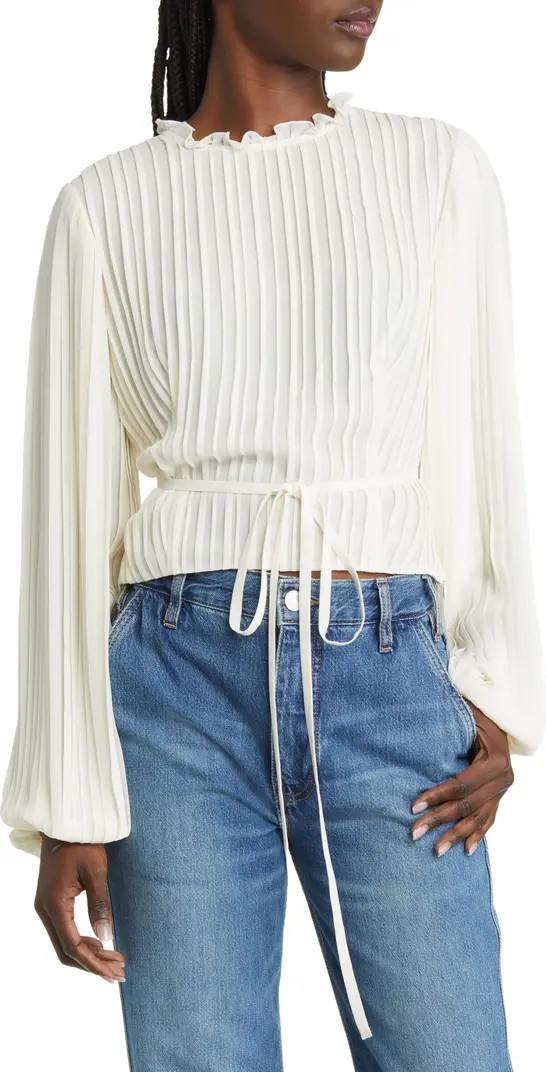 FRAME Pleated Waist Tie Silk Blouse | Nordstrom | Nordstrom