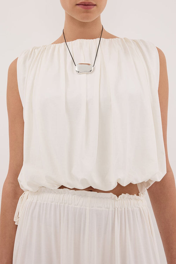 AVA OFF WHITE SLEEVELESS MODAL BLEND TOP | DISSH