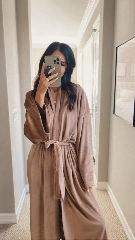 I’m just shy of 5’7 wearing the size XS robe, naturally oversized. So cozy and would make a great gift this holiday season! StylinByAylin 

#LTKstyletip #LTKGiftGuide #LTKSeasonal