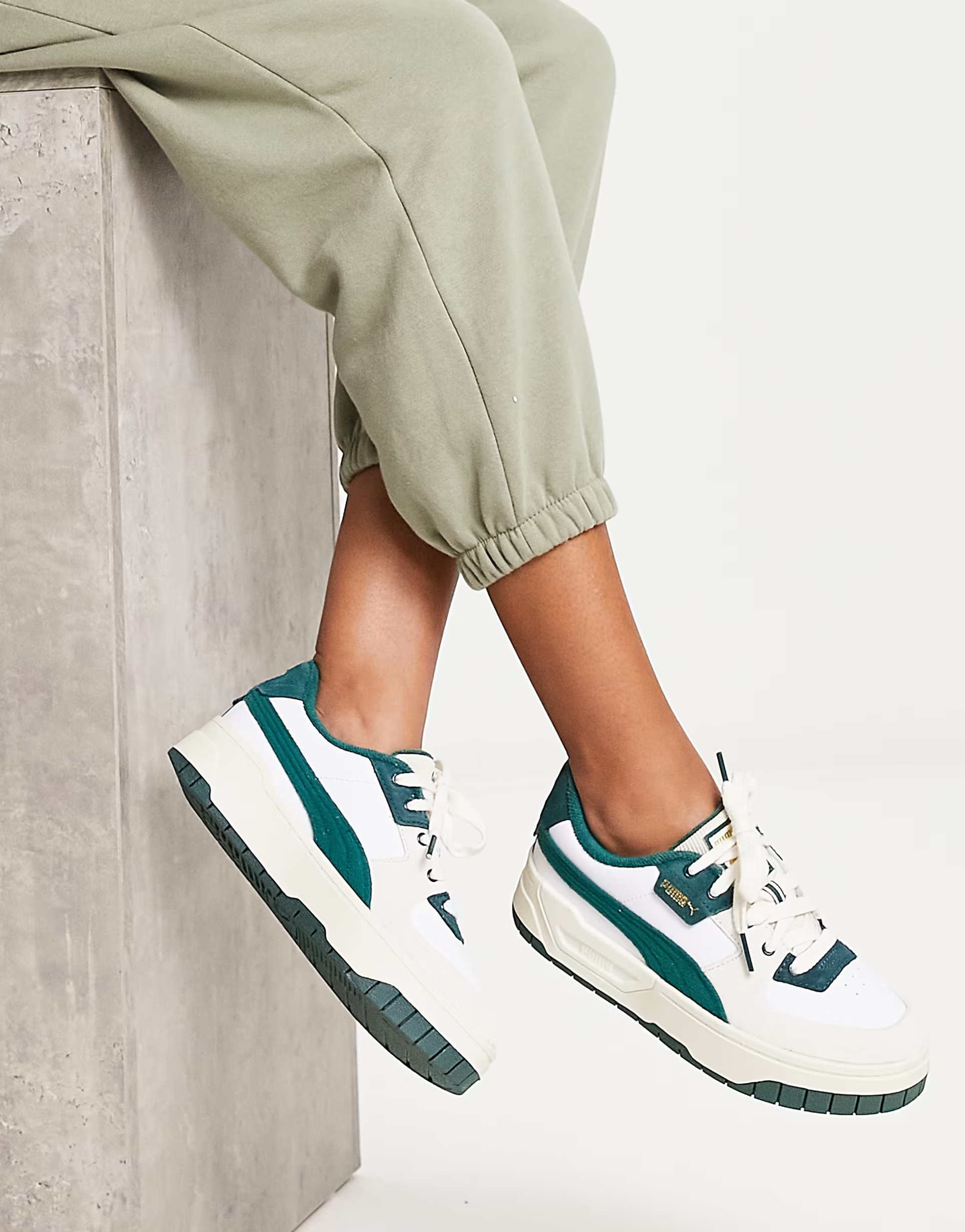 Puma Cali Dream Ivy League sneakers in white and green | ASOS (Global)