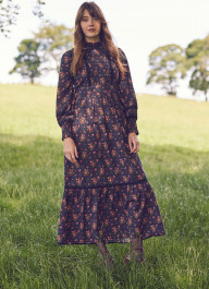 Laura Ashley X Joanie - Avalon Claudia Floral Print High Neck Prairie Dress | Joanie