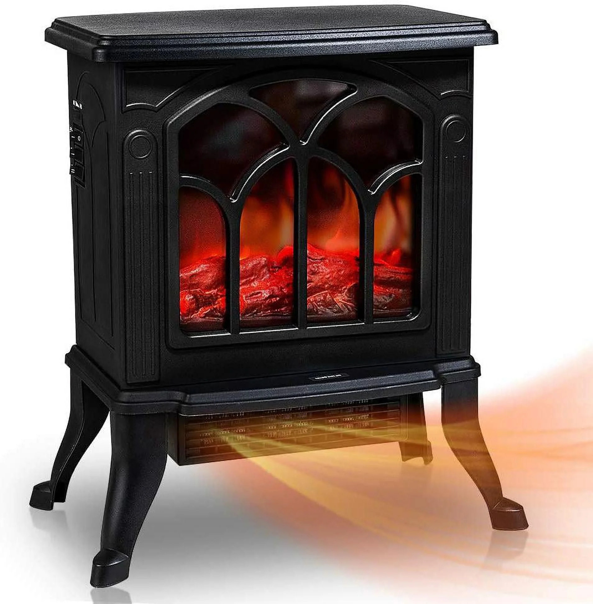 Vebreda Electric Fireplace-Indoor Freestanding Space Heater with Faux Log and Flame Effect, Black | Walmart (US)