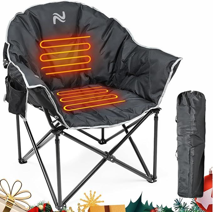 NAIZEA Heated Camping Chair, Oversized Camping Folding Chair, Patio Lounge Chairs with 3 Heat Le... | Amazon (US)
