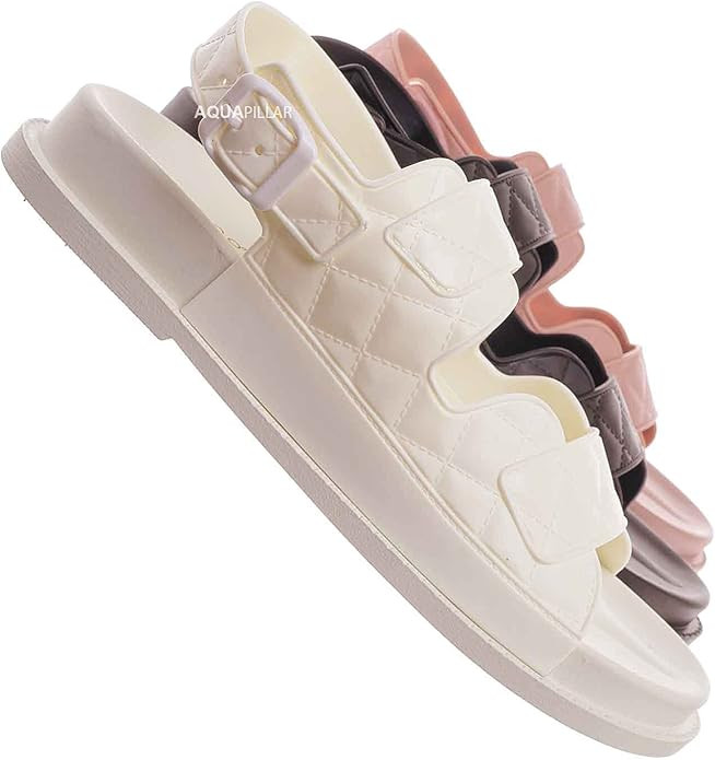 Molded Footbed Quilted Sandal - Womens Comfort Foam Jelly Padded Shoes | Amazon (US)